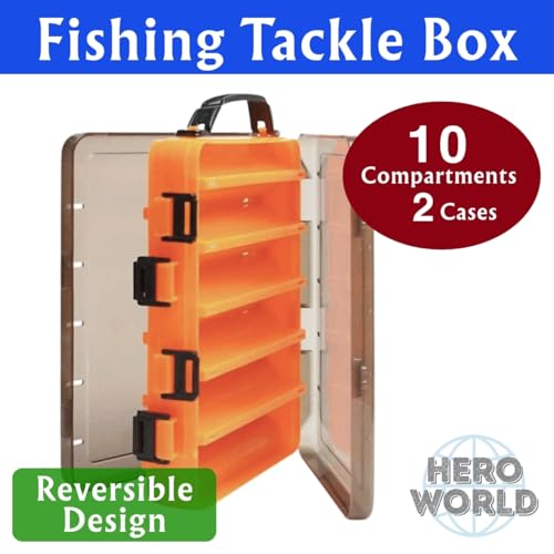 Fishing Tackle Box Set – 2-Pack Double-Sided Reversible Lure Organizer (Orange,10-Slotx2) - color: Orange,10-Slotx2