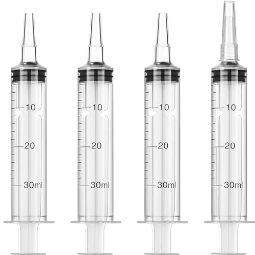 Frienda 4 Packs Syringes Without Needles,30 Ml | Large Plastic Measuring Tools for Food, Horse Care, Lab Dispensing, Graduated Markings, Reusable Multipurpose Applicators - size: 30 ml