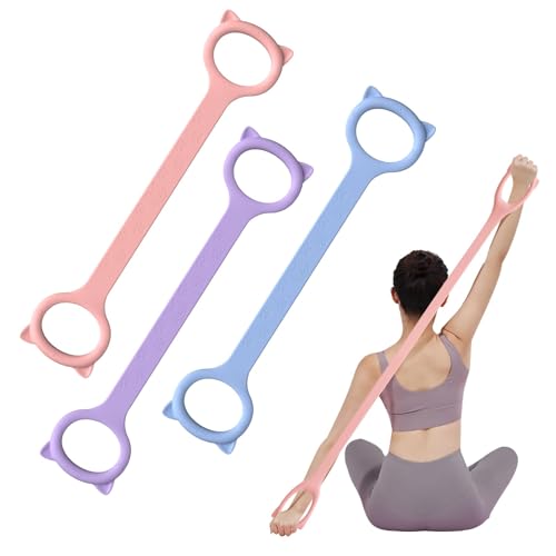 Figure 8 Resistance Bands with Handles, Upgraded Silicone 8-Shaped Exercise Band for Women,Stretch Bands Set for Exercise Arms Back Legs Pilates Yoga - color: 3Pcs Pink 15Lb & Purple 25Lb & Blue 35Lb