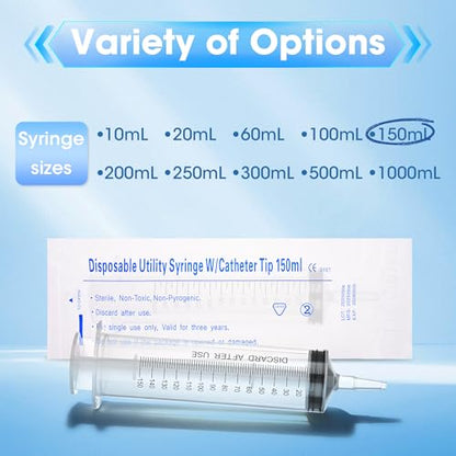 150ml Large Syringe for Thick Liquids, Individually Wrapped | Plastic Syringe Without Needle for Scientific Labs, Industrial Fluid Transfer & Lubricant Dispensing - style: 150cc