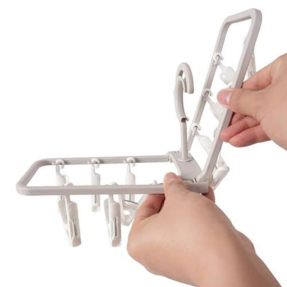 Clothes Drying Racks 2 Pack Grey Pink Small Folding Portable Underwear Hangers with 12 Clips 360° Rotatable Hook for Socks Drying Towels Bras Baby Clothes Gloves Plast 2 pcs Traceless Hook - color: Gray,light Pink-2 Pack