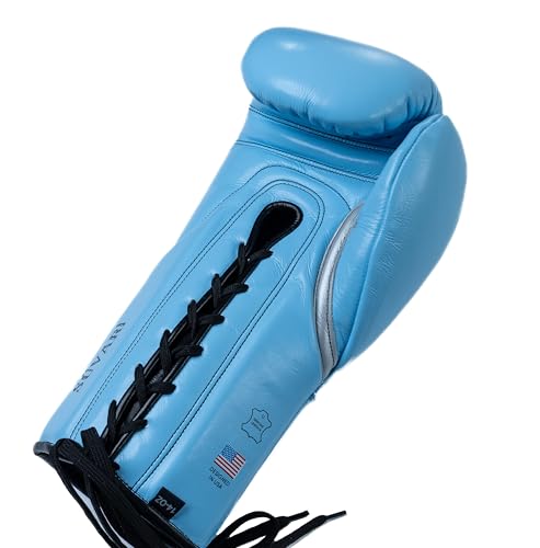HIT N MOVE Süvari Horsehair Boxing Gloves Hook and Loop, Lace-Up Boxing Gloves Men, Boxing Equipment, MMA Gloves Men, UFC Gloves Horsehair and 100% Cow Leather - size: 12 Oz, style: Lace-up Sky Blue