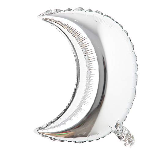 18 inch moon Eid Al-Fitr holiday aluminum foil helium balloons birthday holiday party supplies wedding layout decoration (18 inch Moon Silver) - color: 18 Inch Moon Silver