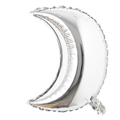 18 inch moon Eid Al-Fitr holiday aluminum foil helium balloons birthday holiday party supplies wedding layout decoration (18 inch Moon Silver) - color: 18 Inch Moon Silver