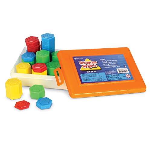 Learning Resources Hexagram Weights - Set of 54 Pieces, Ages 8+, Math Manipulatives for Kids, Teacher Supplies, Back to School, Classroom Must Haves