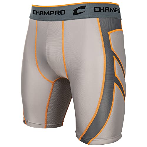 CHAMPRO Wind Up Youth Compression Sliding Shorts - color: Grey, size: Small