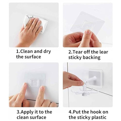 YeeBeny 360 Degrees Rotating Folding Hook Self-Adhesive 180 Degrees | Self Adhesive Utensil Rail With Hooks For Baby & Bottle Brush Holder - color: White