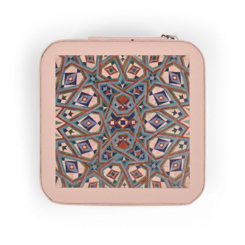 3dRose Morocco, Hassan II Mosque mosaic, Islamic tile detail-AF29 KWI0020 - Kymri Wilt Jewelry Travel Case Pink