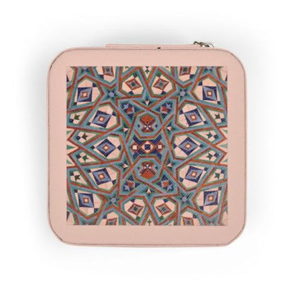 3dRose Morocco, Hassan II Mosque mosaic, Islamic tile detail-AF29 KWI0020 - Kymri Wilt Jewelry Travel Case Pink