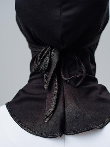 Hijab Undercap with Ties for Secure Fit – Muslim Underscarf for Women - color: Black