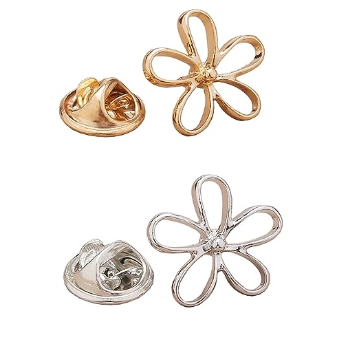 6 PCS Daisy Modesty Brooch, Gold & Silver Dainty Floral Lapel Accessory, Decorative Clip for Scarf, Bag and Cardigan