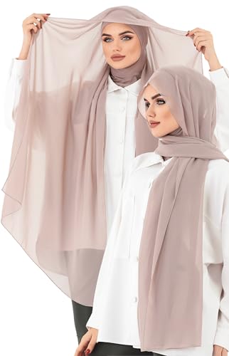 Instant Chiffon Hijab, Ready to wear hijab, modal wrap, Abaya, modern Instant Scarf, Soft breathable scarf - color: S8 Mink