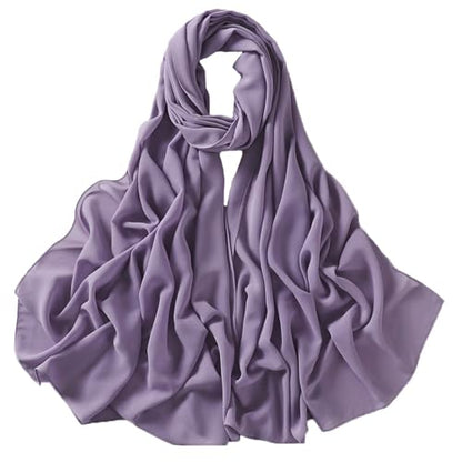 Chiffon Hijab Scarf Head Wrap Lightweight Scarves for Women Pashmina Shawls and Wraps for Evening Dresses Solid Color - color: Purple 16#
