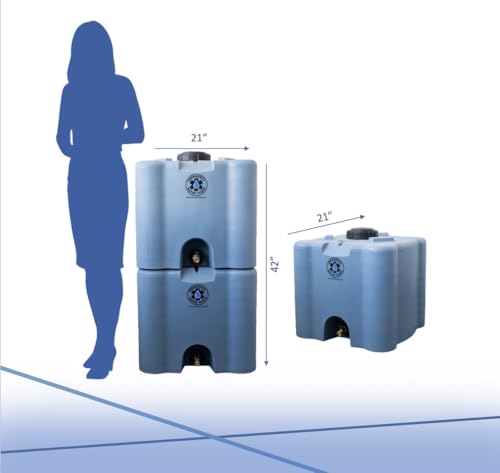 30 Gallon Stackable Emergency Water Storage Tank – Heavy-Duty Water Barrel for Long-Term Drinking Water or Preparedness - color: Blue