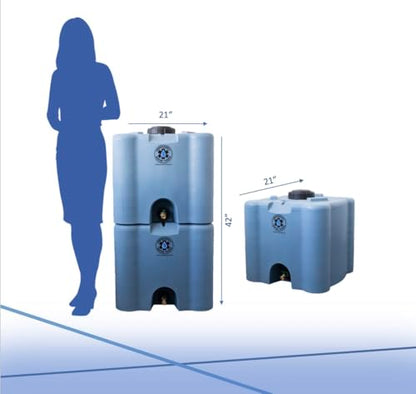 30 Gallon Stackable Emergency Water Storage Tank – Heavy-Duty Water Barrel for Long-Term Drinking Water or Preparedness - color: Blue
