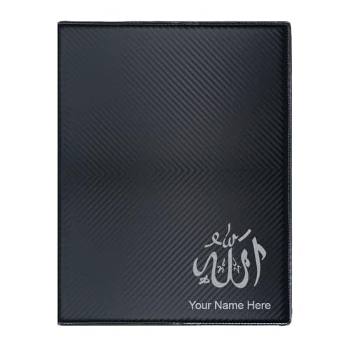 LaserGram Small 7" X 9" Portfolio Notepad, Allah 1, Personalized Engraving Included (Carbon Fiber Black with Silver) - color: Carbon Fiber Black with Silver, size: Small 7 X 9
