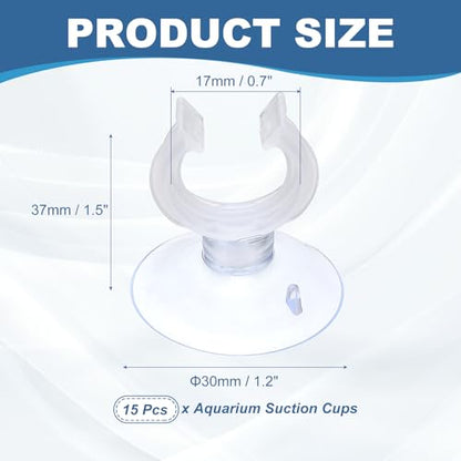 Aquarium Suction Cups, Fish Tank Suction Cups Clips Airline Tube Holders Clamps (Plastic, 15Pcs, Clear) for 0.7" Fish Tank Airline Tubing Binding Moss Shrimp Nest, 17x30MM - color: Clear, size: 17x30MM
