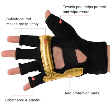 FitsT4 Sports Half Mitts MMA UFC Training Boxing Punch Bag Martial Arts Gloves - color: Gold, size: X-Small