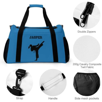 Custom Name Taekwondo Karate Duffle Bag for kids Boy Girls,Personalized Martial Arts Gear Bag,Water-Resistant Sparring Equipment Blue - color: Taekwondo Karate-10