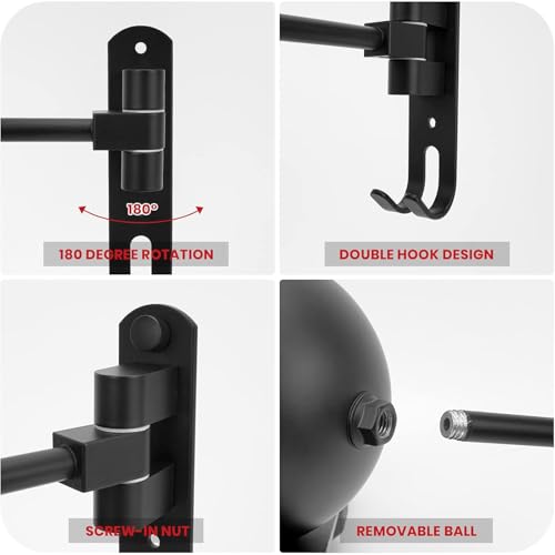Helmet Hanger Wall Mount 180° Swivel Helmet Holder for Motorcycle Bike Racing Outerwear Sports Gear - color: Black-4