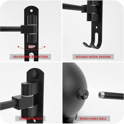 Helmet Hanger Wall Mount 180° Swivel Helmet Holder for Motorcycle Bike Racing Outerwear Sports Gear - color: Black-4
