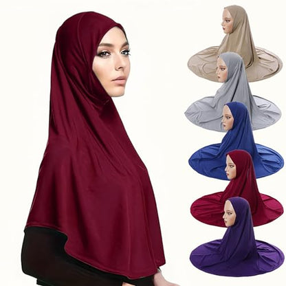 Ready To Wear Hijab For Women Instant Turban Stretch Soft Muslim Scarf For Prayer Long Hijabs Islamic Jersey Abaya - color: Navy