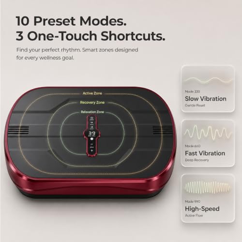 Natini Vibration Plate Exercise Machine - Power Vibrating Plate for Lymphatic Drainage,Whole Body Workout Machine for Women Weight Loss Home Fitness, - style: Flat Red