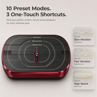 Natini Vibration Plate Exercise Machine - Power Vibrating Plate for Lymphatic Drainage,Whole Body Workout Machine for Women Weight Loss Home Fitness, - style: Flat Red