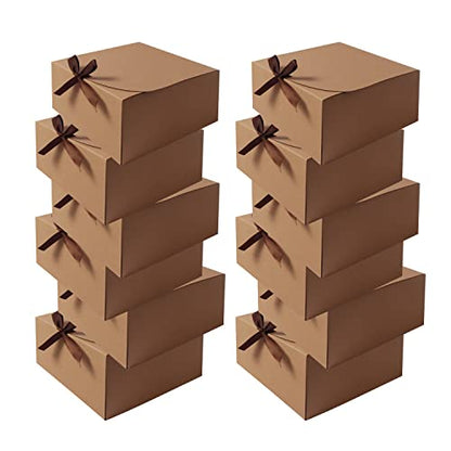 12pack Gift Boxes with Lids,Brown Gift Boxes Bulk with Brown Bow Ribbon,Bridesmaid Proposal Box for Presents Kraft Paper Gift Boxes for Wedding, Father's Day, Christmas, Halloween, Baby Shower - color: Brown