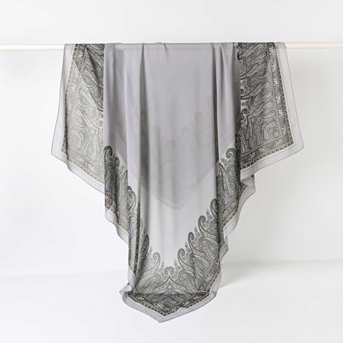 K-Elewon Large Square Scarf 51" Headscarf Chiffon Fashion Scarves Turbans Hair Wrapping Scarfs - color: E-grey