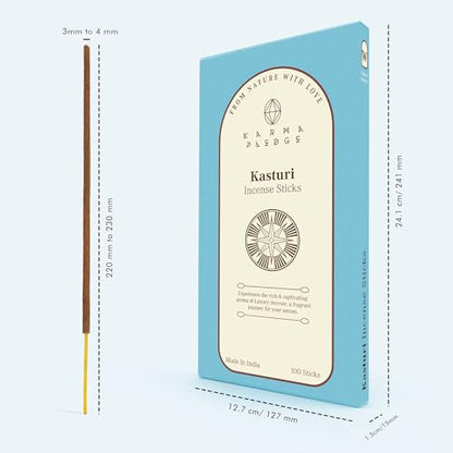 KarmaPledge Kasturi Incense Sticks, Burn Time 45-60 Min, 100 Sticks - color: Kasturi
