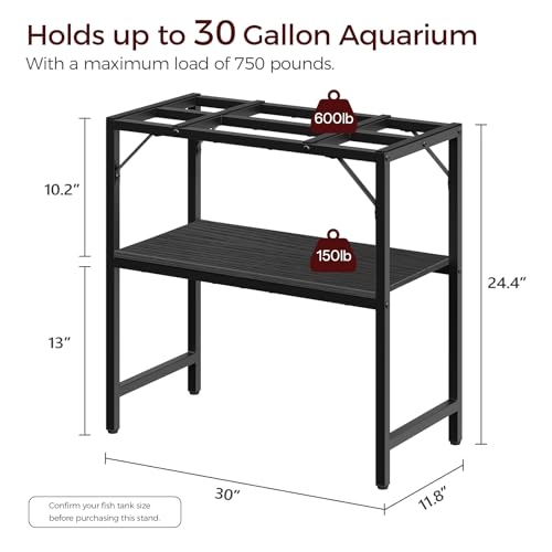MAHANCRIS Over The Toilet Storage and Fish Tank Stand Bundle, 4 Tier Bathroom Organizer Over Toilet, Aquarium Stand with 2-Tier Storage Shelves, Storage Rack for Home Office, TSHB0401-FTBK3001