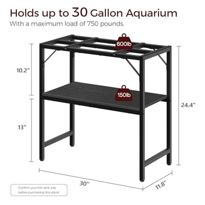 MAHANCRIS Over The Toilet Storage and Fish Tank Stand Bundle, 4 Tier Bathroom Organizer Over Toilet, Aquarium Stand with 2-Tier Storage Shelves, Storage Rack for Home Office, TSHB0401-FTBK3001