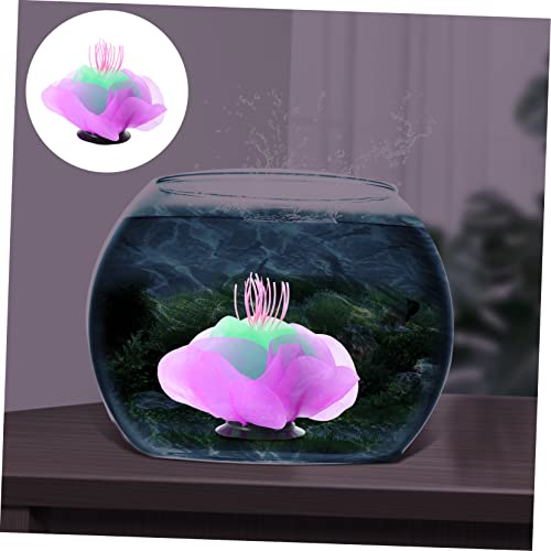 TOYANDONA Silicone Luminous Coral Adornment for Aquarium Soft Glow Purple Artificial Aquatic Plant Decoration Fish Tank Safe Lifelike Water Plant Ornament for Natural Aquarium Landscaping