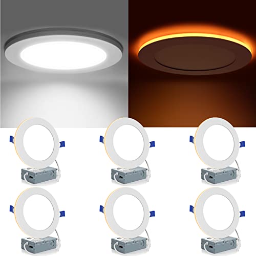 Meconard 6 Pack 6 Inch 5CCT LED Recessed Lighting with Night Light, White - color: White, size: 6 Inch
