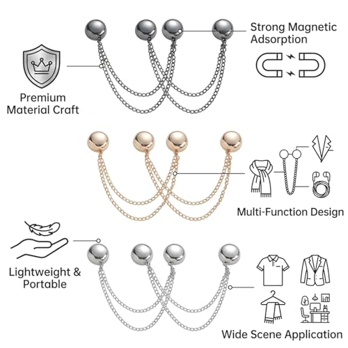 Magnetic Clothing Clips ，Magnet Pins With Chain Multi Function Hijab Buttons Shirt Clips for Women