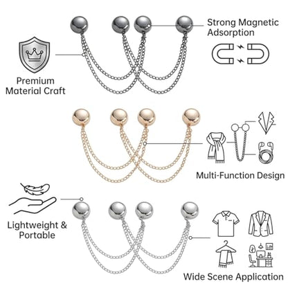Magnetic Clothing Clips ，Magnet Pins With Chain Multi Function Hijab Buttons Shirt Clips for Women