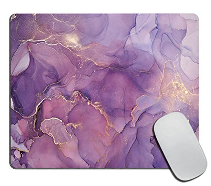 Purple Marble Gold Pattern Elegant Texture Mouse Pad for Office Computers&Laptop with Designs Printed, Non-Slip Rubber Base Mousepad Gaming Mouse Pads,9.5x7.9x0.12 Inch - color: TSP92