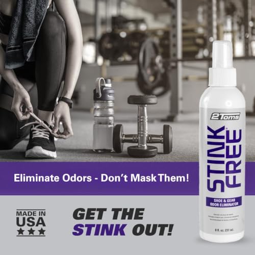 2Toms StinkFree Odor Eliminator Spray for Sweat & Shoes, 8 Oz, 2 Bottles | Odor Eliminating Spray for Smelly & Stinky Shoes & Athletic Gear - size: 8 Fl Oz (Pack of 2)