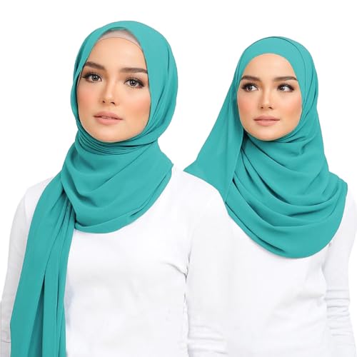 Premium Chiffon Hijab Head Scarf Shawl Wrap for Muslim Women Lightweight - color: Mint Green
