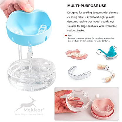 Retainer Case, Retainer Cleaner Case, Definitely No-Leak Denture Case Denture Bath Box for Traveling Perfectly, Denture Cup with Strainer & Mirror(Blue) - color: Blue