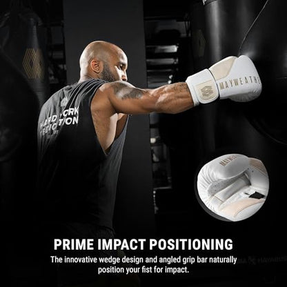 Hayabusa Mayweather Champ Boxing Gloves for Men and Women - color: White/Gold, size: 10oz