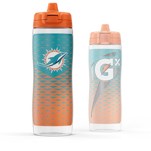 Gatorade Gx NFL Non-Slip Squeeze Bottles, 30 fl oz, Gx Hydration System - color: Miami Dolphins