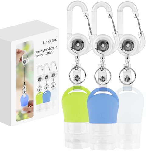 Linkidea Portable Silicone Travel Bottles Set, Empty Hand Soap Containers Refillable Container for Toiletries, Shampoo, Liquid, Cosmetic Multifunctional Bottles (1.3 oz, Pack of 3)