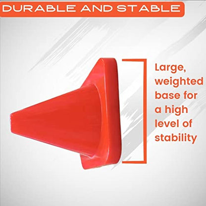 Versatyle Heavy Duty Agility Training Cones (2 in, 6 in, 9 in, 12 in, 28 in) for Sports, Kids Coaching, Multipurpose Field Marker Cones, Soccer, Basketball Drills, Bike, Motorcycle, Traffic Training - style: 6in, Orange