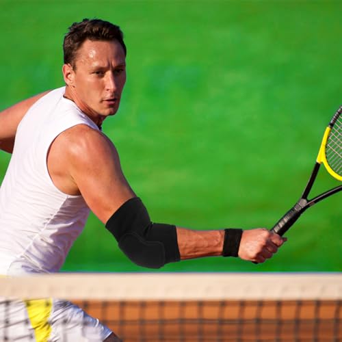 COMNICO 4 Pairs Elbow Brace Volleyball Elbow Protector Pads Breathable Sponge Arm Support Compression Sleeve Strap for Teenagers Women Men Workouts Fitness Basketball Baseball Tennis Football Golfers
