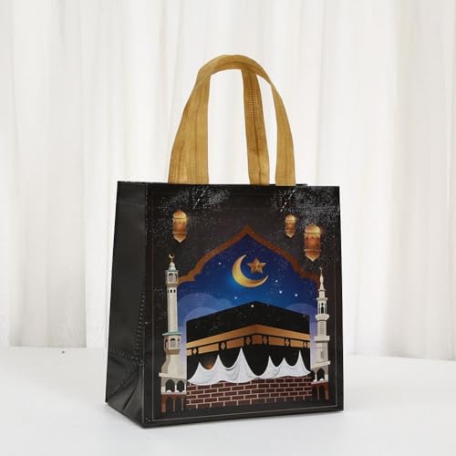 12pcs Ramadan Mubarak Reusable Gift Bags, Bags with Handles, Party Bags, Multifunctional Non-Woven Bags for Gifts Wrapping, Ramadan Party Supplies