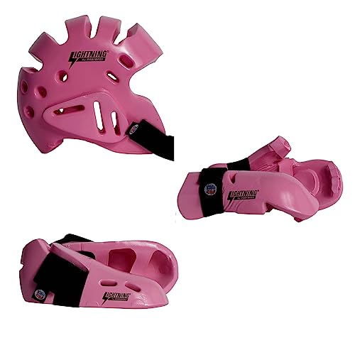 Proforce Lightning Martial Arts Protective Sparring Gear Bundle - Headgear, Gloves, Ultra Kicks (Pink, Large)