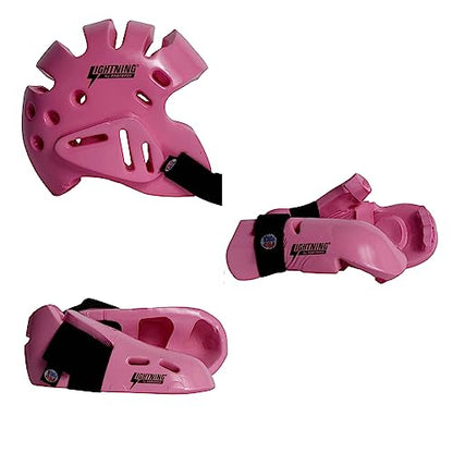 Proforce Lightning Martial Arts Protective Sparring Gear Bundle - Headgear, Gloves, Ultra Kicks (Pink, Medium)