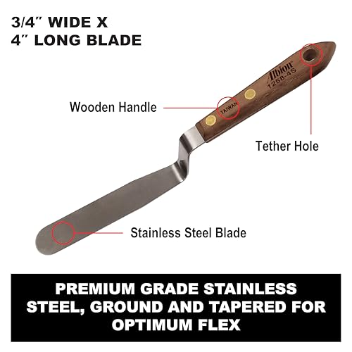 Albion Engineering Classic Offset Caulk Tooling Spatula, Stainless Steel,3/4” Wide Tapered Tip x 4” Long Blade, 1258-4S - size: 3/4" Wide Tapered Tip x 4" Long Blade, style: Single